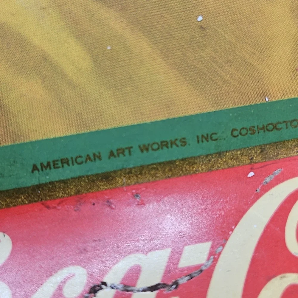 Vintage Coca Cola Girl In The Shade Metal Tin Lithographed Serving Tray 1938 30s